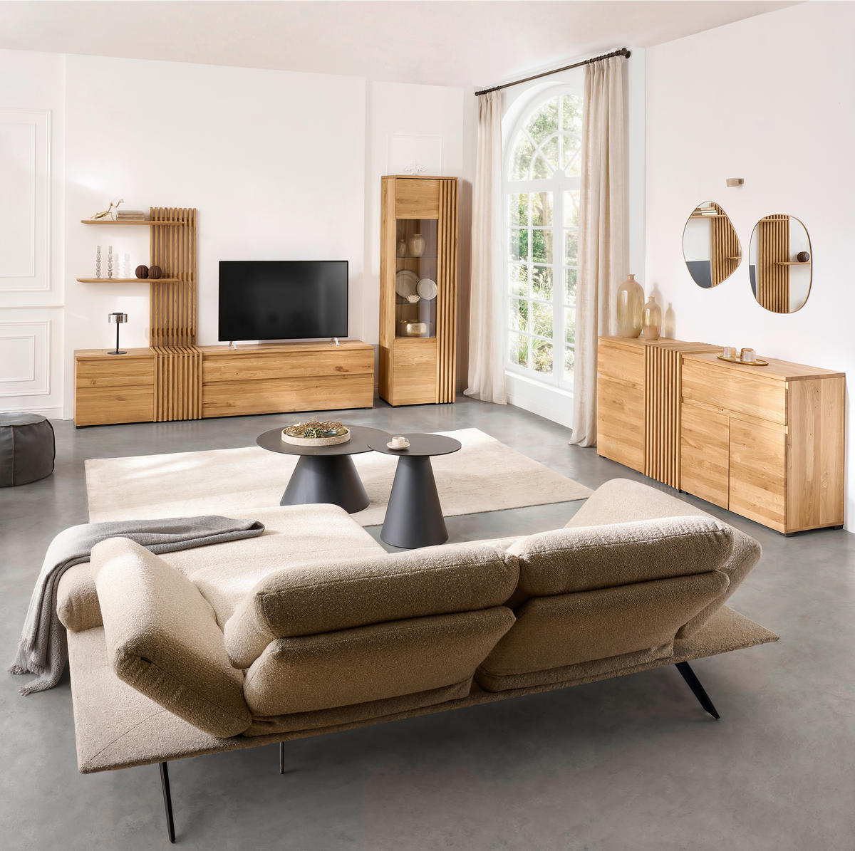 WOHNWAND  in Eichefarben  248,8/175,3/44 cm    - Eichefarben, Natur, Holz (248,8/175,3/44cm) - Linea Natura