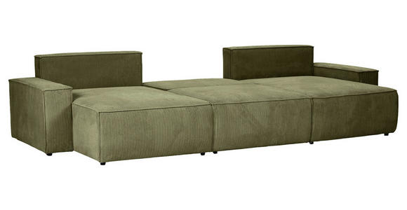 WOHNLANDSCHAFT  in Cord Dunkelgrün  - Dunkelgrün/Schwarz, KONVENTIONELL, Kunststoff/Textil (155/348/155cm) - Carryhome