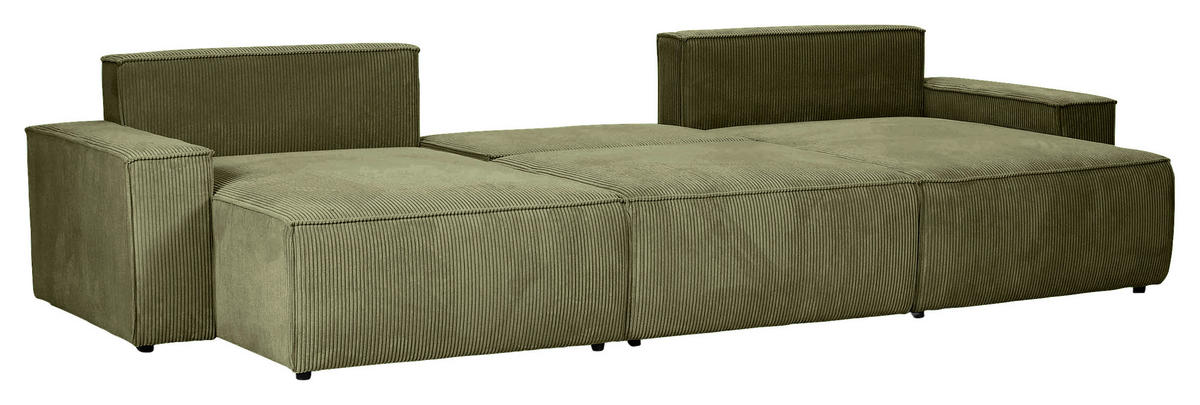 WOHNLANDSCHAFT Dunkelgrün Cord  - Dunkelgrün/Schwarz, KONVENTIONELL, Kunststoff/Textil (155/348/155cm) - Carryhome