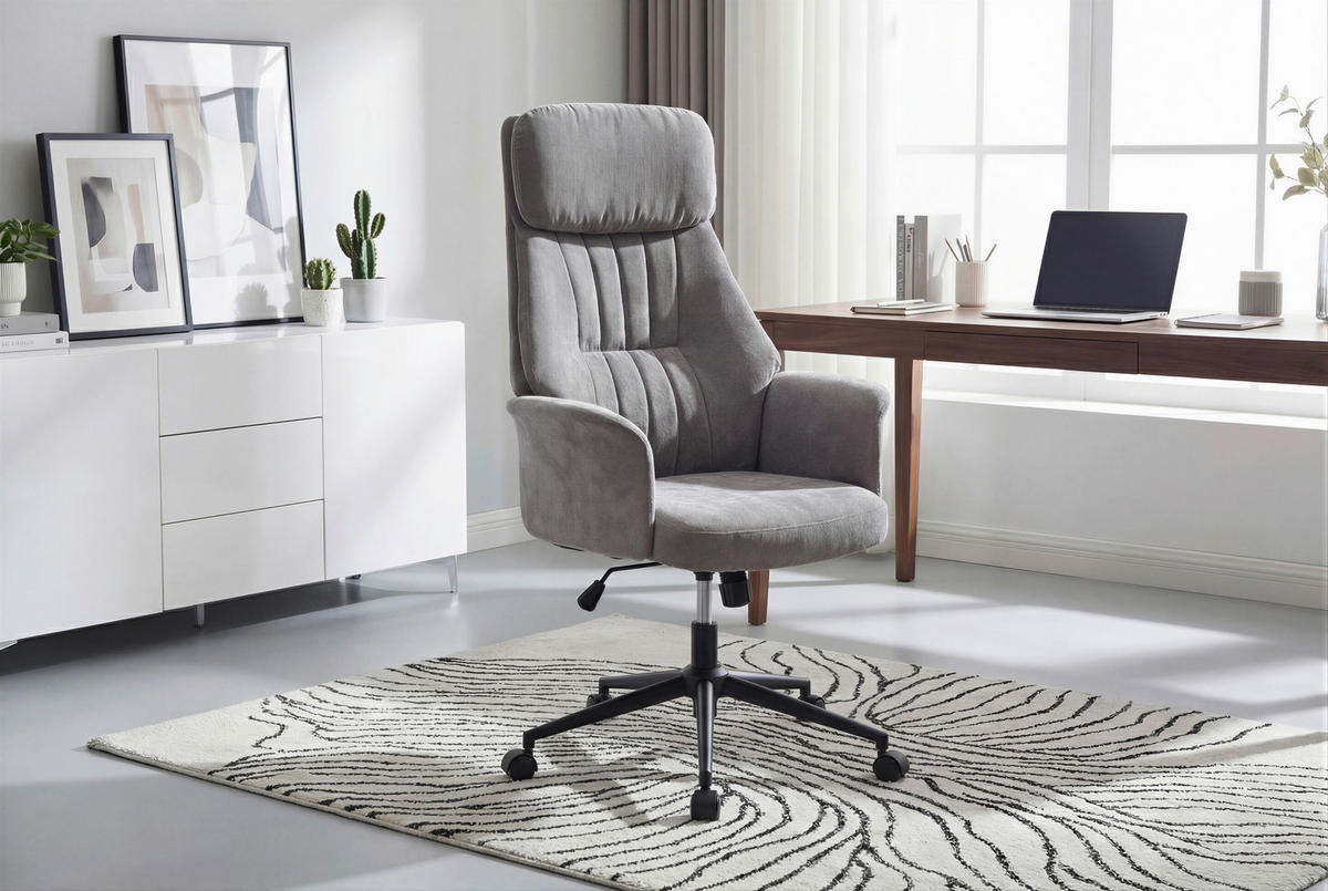 FORGÓSZÉK  zsenília szürke  - fekete/szürke, Modern, műanyag/textil (66/114/122/64cm) - Livetastic