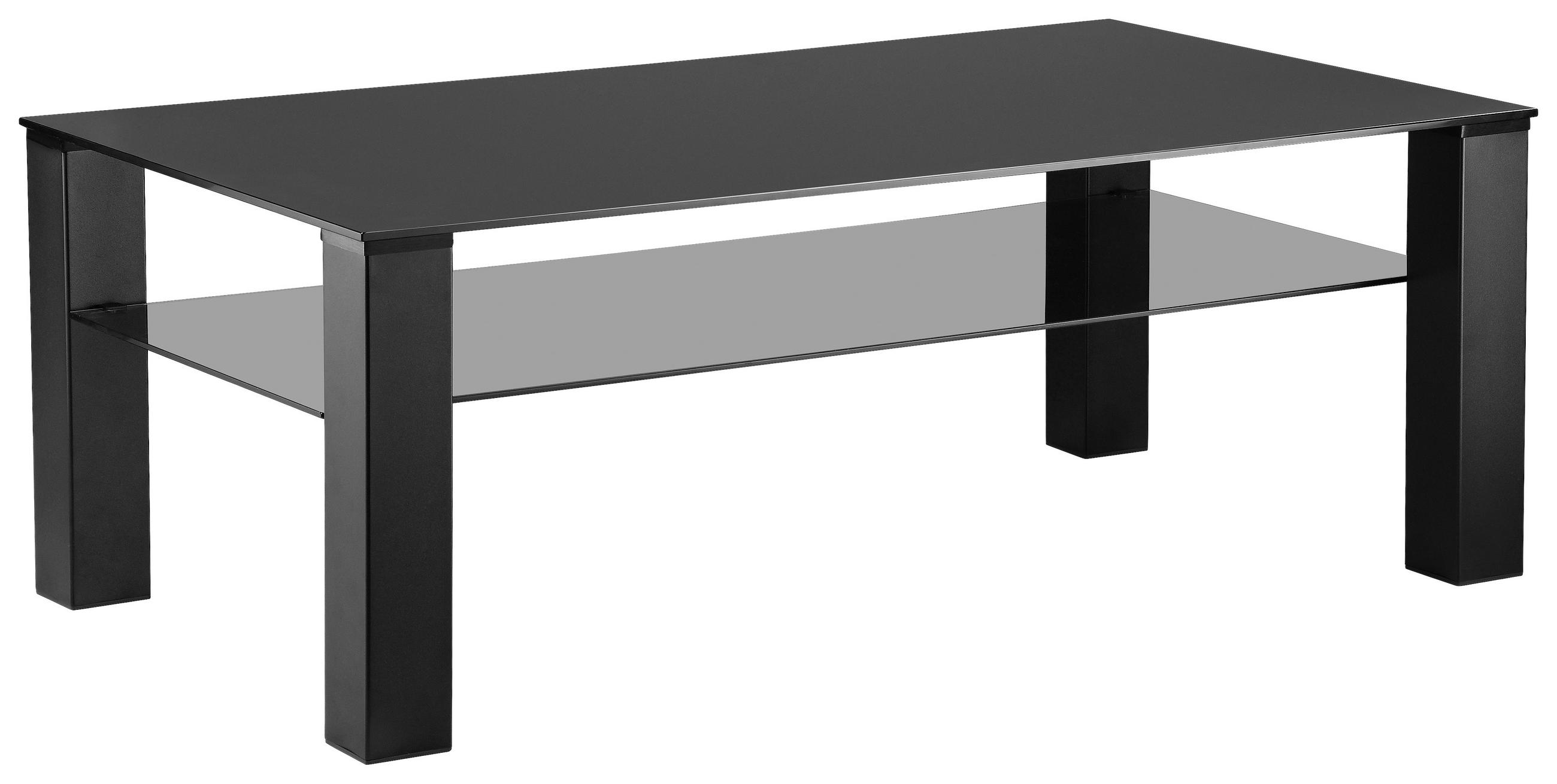 COUCHTISCH 115/65/42 cm  in Metall, Glas einfacher Aufbau  - Schwarz/Grau, Design, Glas/Metall (115/65/42cm) - Novel