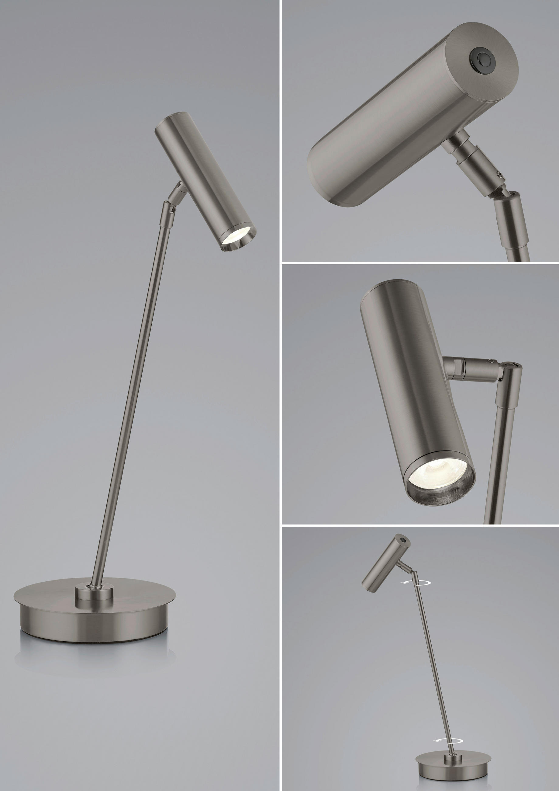 LED-TISCHLEUCHTE Tom Pro 15.8/47.5 cm   - Chromfarben/Nickelfarben, LIFESTYLE, Metall (15.8/47.5cm) - Hell
