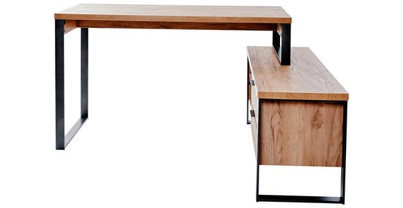 ECKSCHREIBTISCH 147/76/120 cm in Eichefarben - Eichefarben/Anthrazit, MODERN, Holzwerkstoff/Metall (147/76/120cm) - Novel