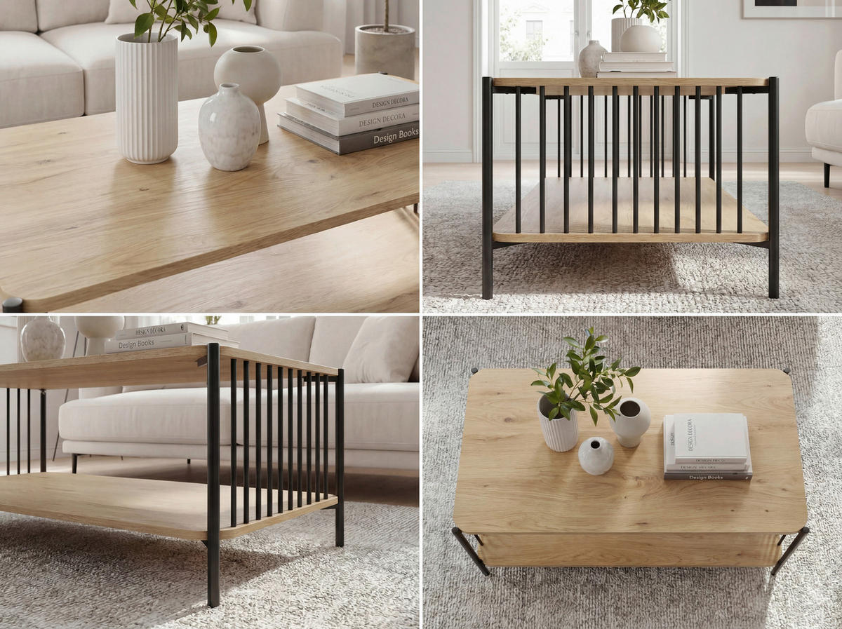 COUCHTISCH Holzwerkstoff 110/60/42 cm  - Schwarz/Braun, Design, Holzwerkstoff/Metall (110/60/42cm) - Livetastic