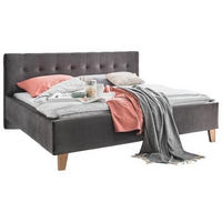 POLSTERBETT gepolstertes Kopfteil 180/200 cm  in Dunkelgrau  - Eichefarben/Dunkelgrau, Design, Holz/Textil (180/200cm) - Moderano