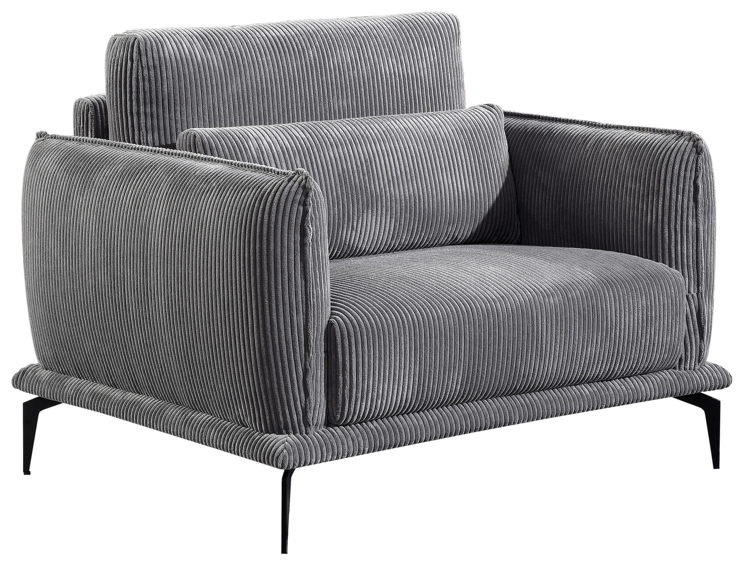 SESSEL Cord Grau    - Schwarz/Grau, Design, Textil/Metall (105/81/89cm) - Livetastic