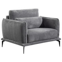 SESSEL Cord Grau    - Schwarz/Grau, Design, Textil/Metall (105/81/89cm) - Livetastic