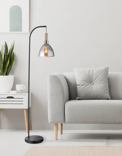 GOLVLAMPA 40/25/150 cm    - svart, Design, metall/trämaterial (40/25/150cm) - Globo