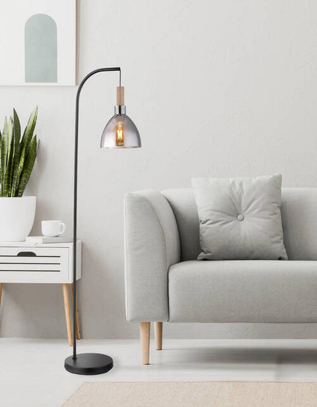 GOLVLAMPA 40/25/150 cm    - svart, Design, metall/trämaterial (40/25/150cm) - Globo