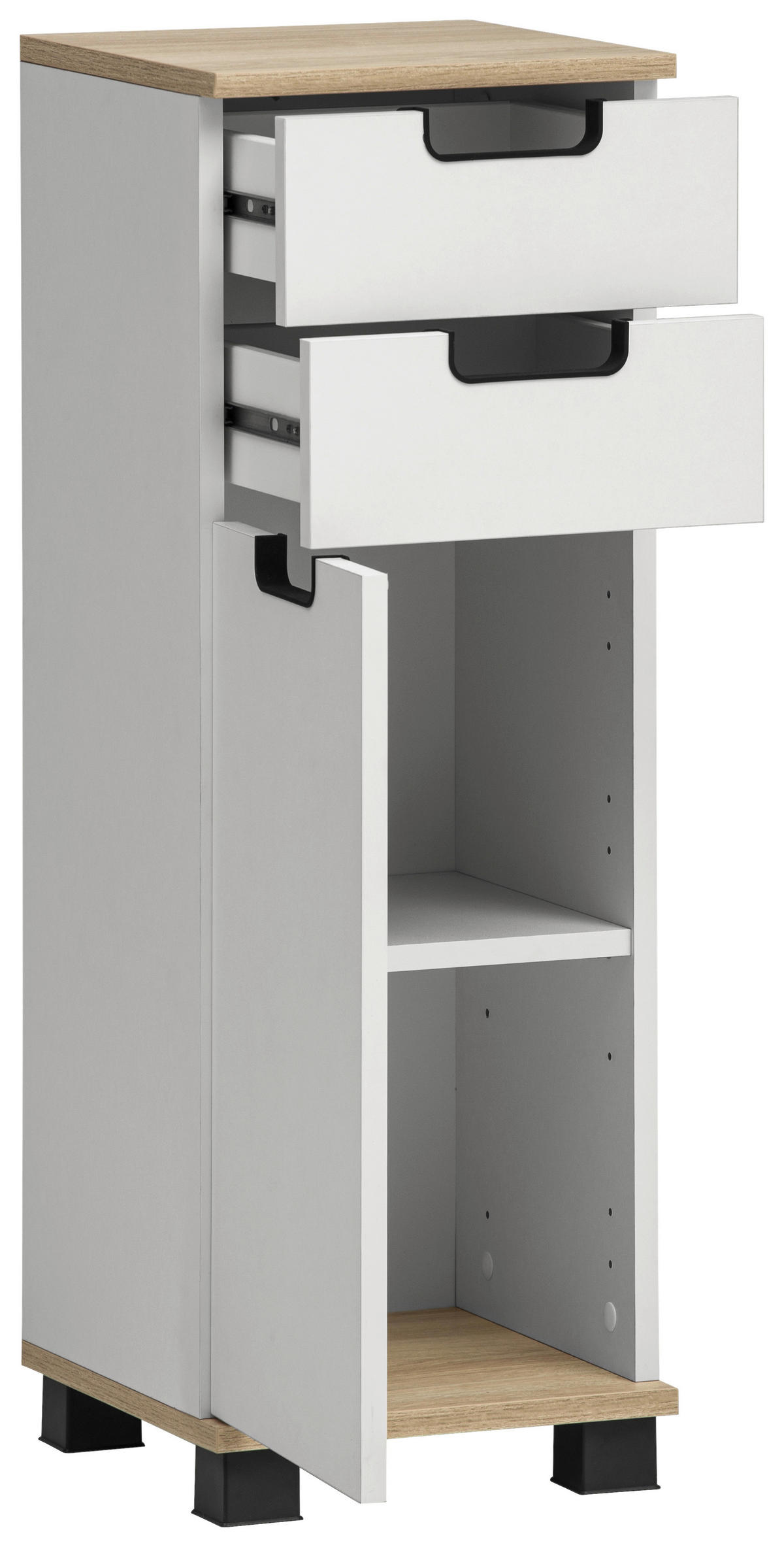 MIDISCHRANK 30,8/88,1/32,6 cm  - Eichefarben/Schwarz, MODERN, Holzwerkstoff/Kunststoff (30,8/88,1/32,6cm) - Stylife
