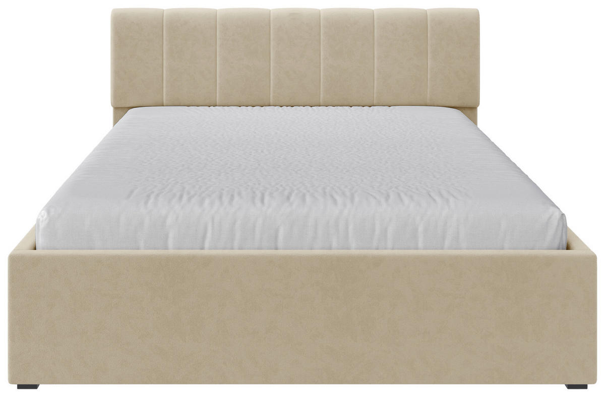 POLSTERBETT 160/200 cm  in Creme  - Creme/Schwarz, Design, Holz/Kunststoff (160/200cm) - Stylife