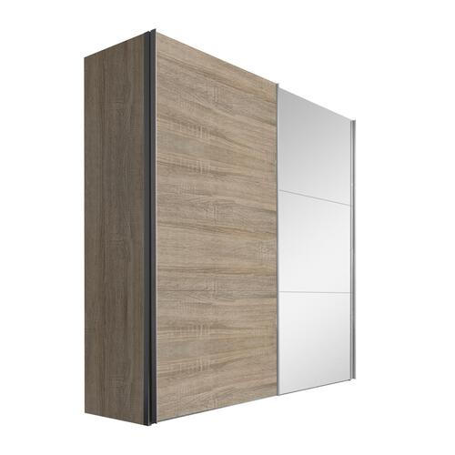SCHWEBETÜRENSCHRANK 2-türig Sonoma Eiche - Eichefarben/Alufarben, KONVENTIONELL, Glas/Holzwerkstoff (200/216/68cm) - Hom`in