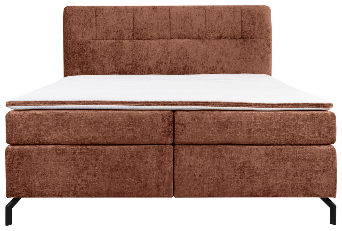 BOXSPRINGBETT 160/200 cm  in Rotbraun  - Rotbraun/Schwarz, Design, Textil/Metall (160/200cm) - Esposa