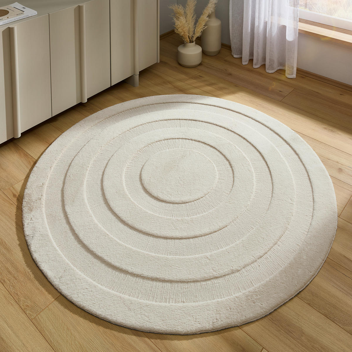 HOCHFLORTEPPICH 160 cm Creme, Beige rund  - Beige/Creme, Trend, Textil (160cm) - Novel