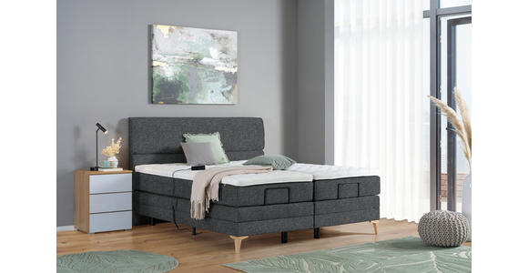 BOXSPRINGBETT 180/200 cm in Anthrazit - Eichefarben/Anthrazit, KONVENTIONELL, Holz/Textil (180/200cm) - Voleo
