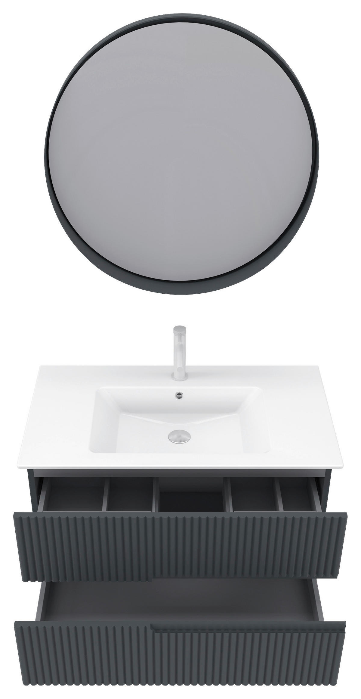 BADEZIMMER 3-teilig  in  - Weiß Hochglanz/Anthrazit, MODERN, Keramik/Holzwerkstoff (91/126/51cm) - MID.YOU