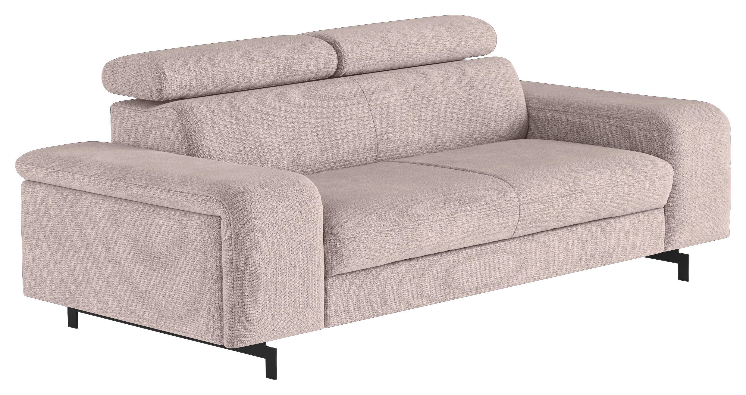 3-SITZER-SOFA in Chenille Creme  - Creme/Schwarz, Textil/Metall (217/81/100cm) - MID.YOU