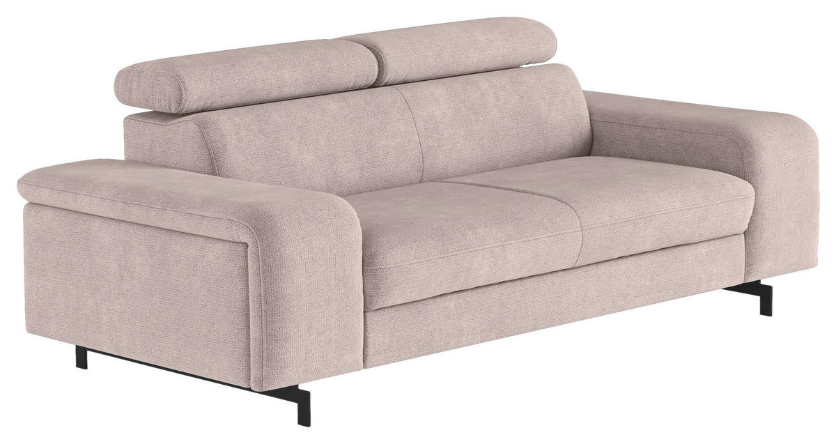 3-SITZER-SOFA Chenille Creme  - Creme/Schwarz, Textil/Metall (217/81/100cm) - MID.YOU