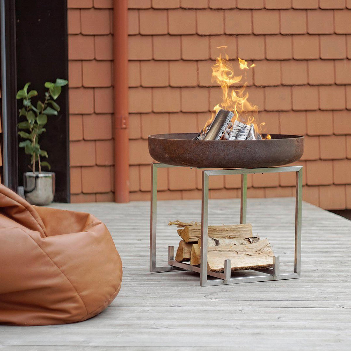 FEUERSCHALE SVENSKAV NAGLIAI M 2550  - Edelstahlfarben/Rostfarben, Basics, Metall (63/63/56cm) - Ambia Garden