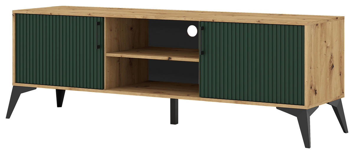 LOWBOARD  in 164,5/58,4/40 cm  - Dunkelgrün/Schwarz, Design, Holzwerkstoff/Metall (164,5/58,4/40cm) - Boxxx