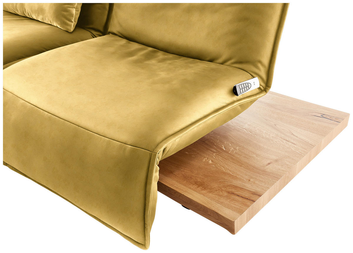 2-SITZER-SOFA in Echtleder Gelb  - Eichefarben/Gelb, Natur, Leder/Holz (240/63/115cm) - Koinor