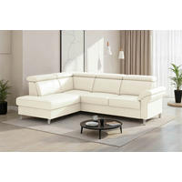ECKSOFA 194/245 cm ARNGAST E in Echtleder Weiß Kopfteilverstellung  194/245 cm  - Chromfarben/Weiß, Basics, Leder/Textil (194/245cm) - Sit & More