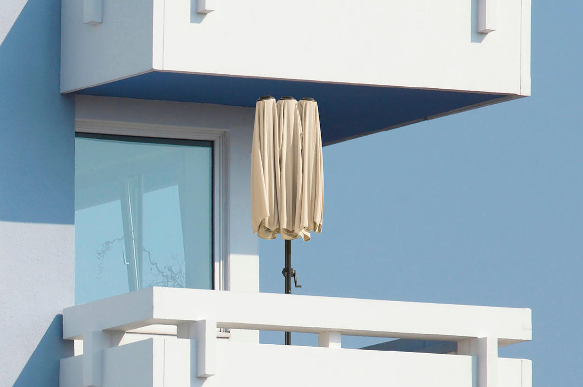 DOPPELSONNENSCHIRM 300 cm Naturfarben  - Anthrazit/Naturfarben, Basics, Textil/Metall (300/220/150cm) - Schneider