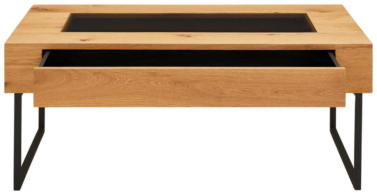 DOHÁNYZÓASZTAL fa, fém, üveg, faalapú anyag 110/60/45 cm   - tölgyfa színű/fekete, Natur, faalapú anyag/üveg (110/60/45cm) - Novel