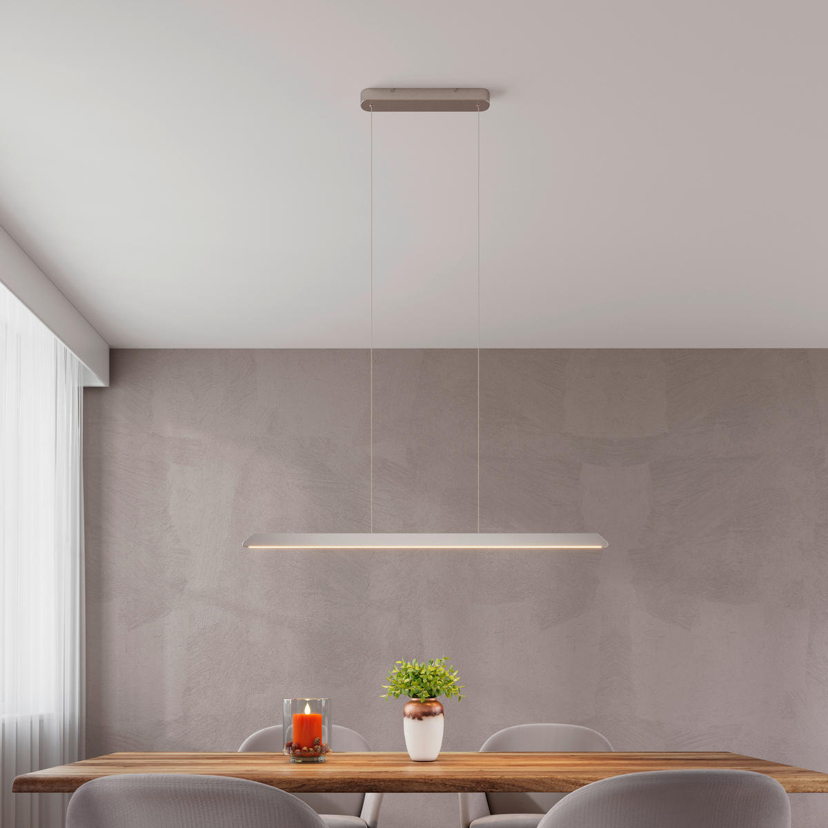 ZÁVĚSNÉ LED SVÍTIDLO, 113/1,5/150 cm  - barvy niklu, Design, kov/plast (113/1,5/150cm) - Novel