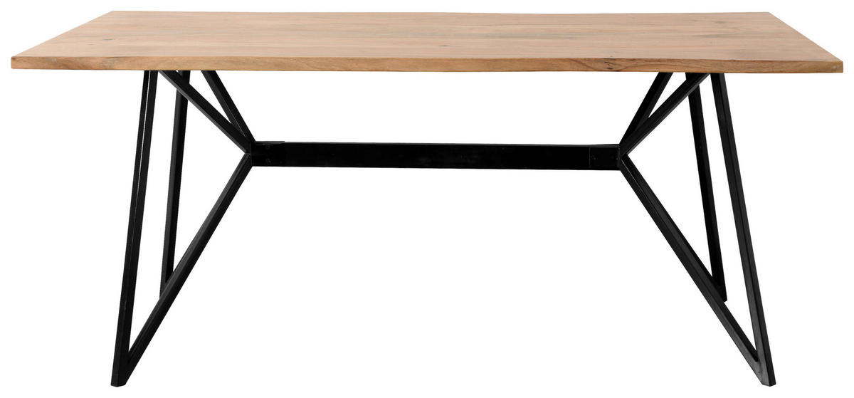 Esstisch Kite Akazie vollmassiv rechteckig Akaziefarben  - Schwarz/Akaziefarben, ROMANTIK / LANDHAUS, Holz/Metall (175/77/90cm) - MID.YOU