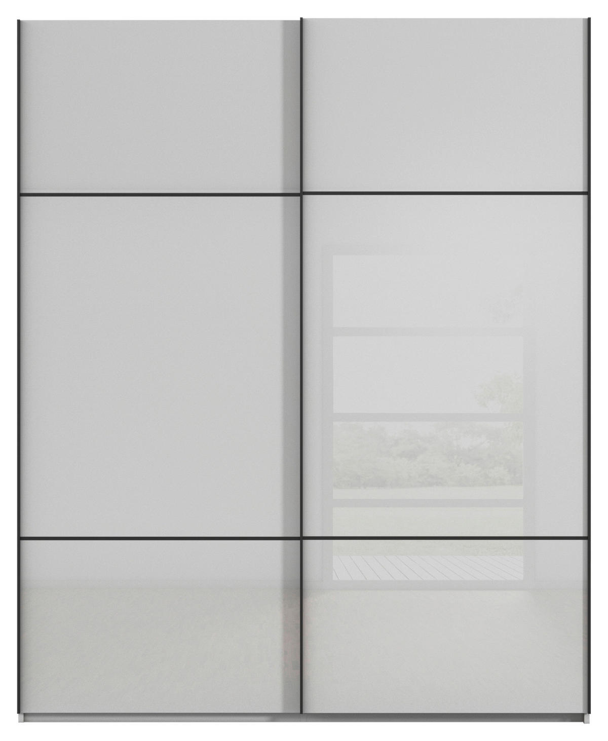 SCHWEBETÜRENSCHRANK 181/223/67 cm 2-türig Grau  - Schwarz/Grau, KONVENTIONELL, Glas/Holzwerkstoff (181/223/67cm) - Novel