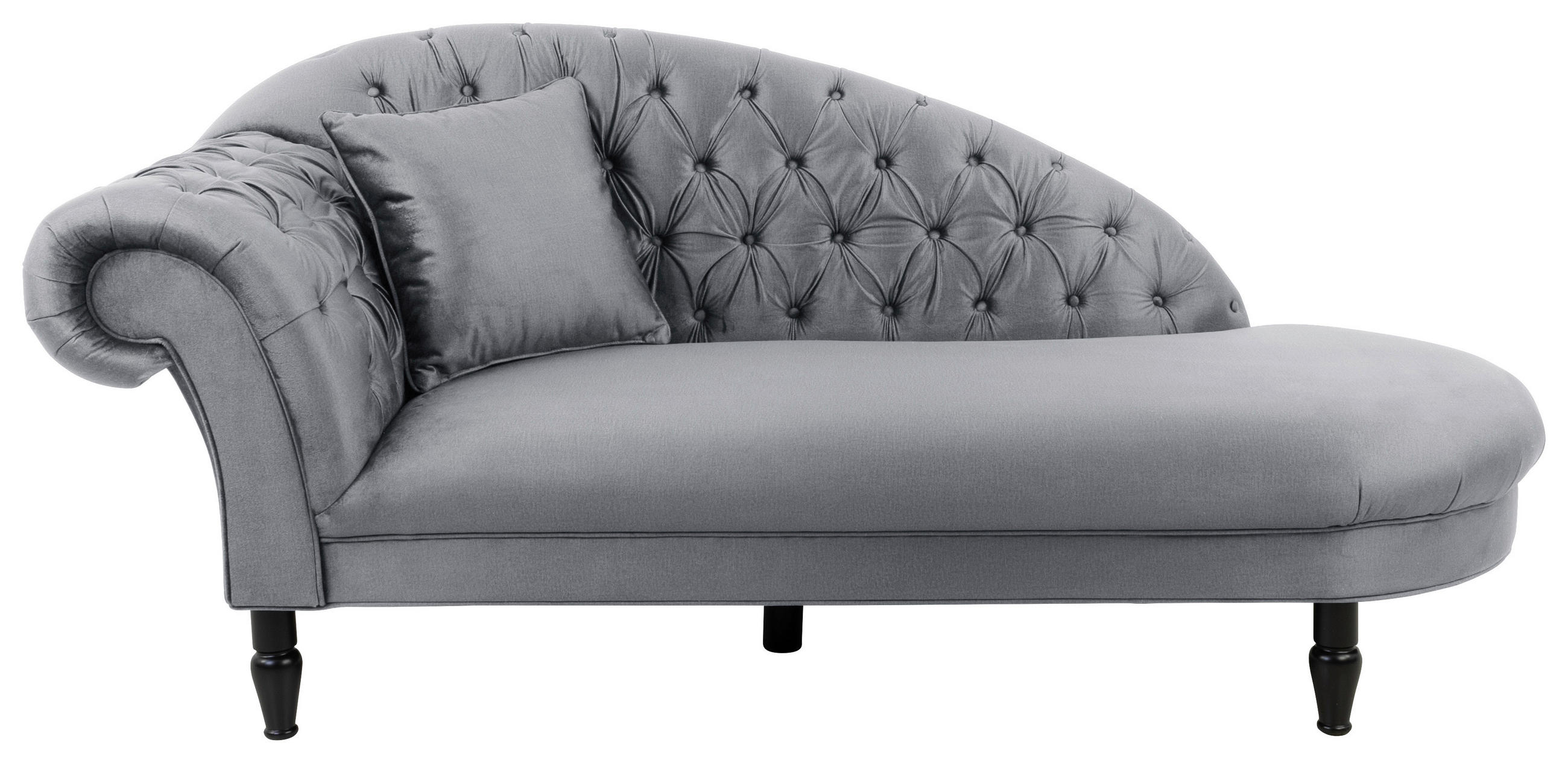 RÉCAMIERE Grau Velours  - Schwarz/Grau, Design, Holz/Textil (216/91/103cm) - MID.YOU