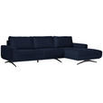 ECKSOFA in Webstoff Blau  - Blau/Schwarz, Design, Textil/Metall (320/172cm) - Valnatura