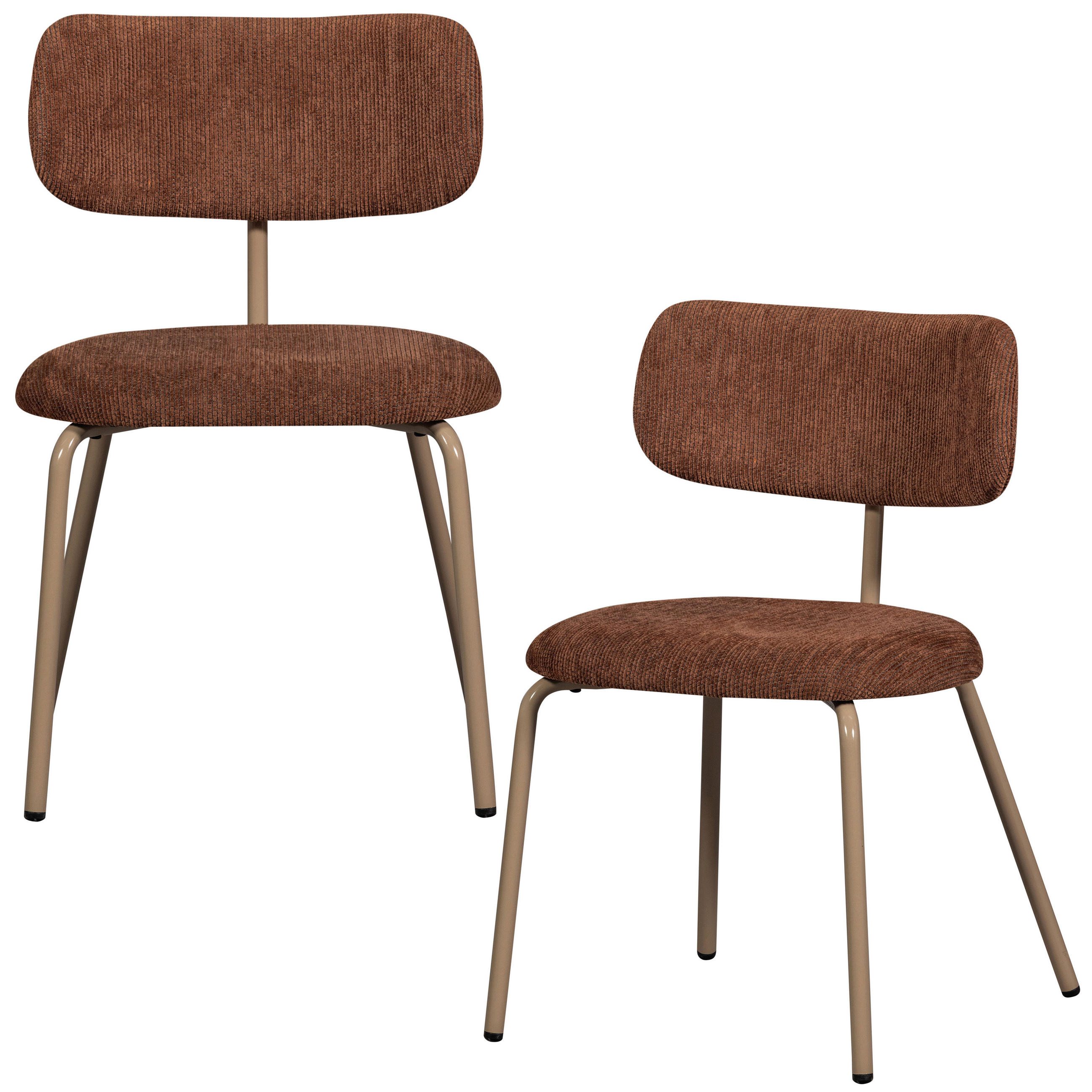 STUHL-SET 2 Stück  in Eisen Webstoff  - Beige/Braun, MODERN, Textil/Metall (48/75/53cm) - Livetastic
