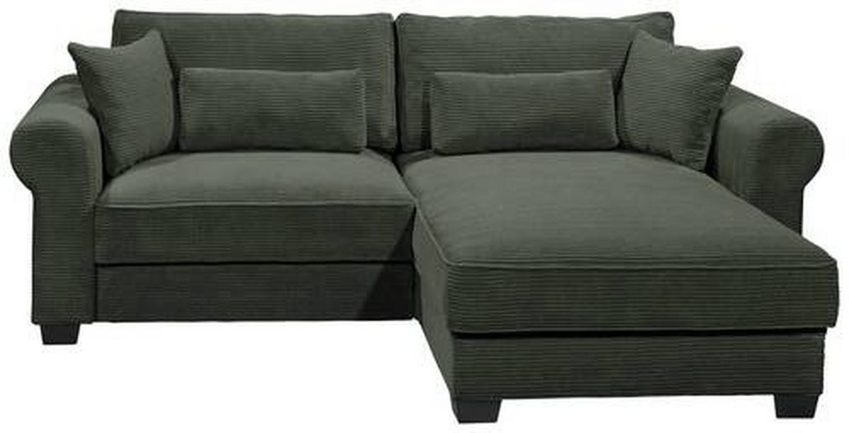 ECKSOFA in Cord Dunkelgrün  - Dunkelgrün/Schwarz, Basics, Kunststoff/Textil (255/92/185cm) - MID.YOU