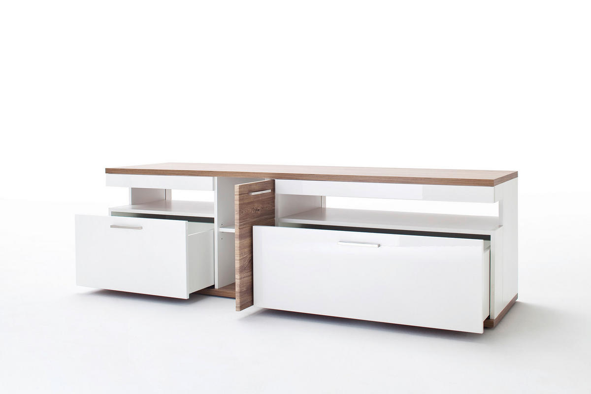 TV-ELEMENT 180/55/50 cm  - Eichefarben/Weiß, Design, Holzwerkstoff/Metall (180/55/50cm) - Livetastic