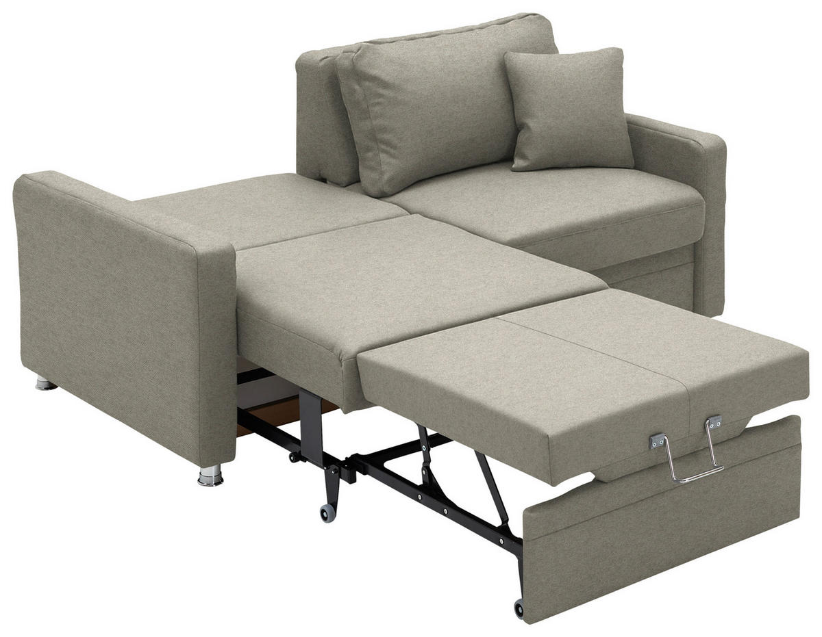 SCHLAFSOFA Chenille Greige  - Chromfarben/Greige, KONVENTIONELL, Textil/Metall (186/90/100cm) - Beldomo Style