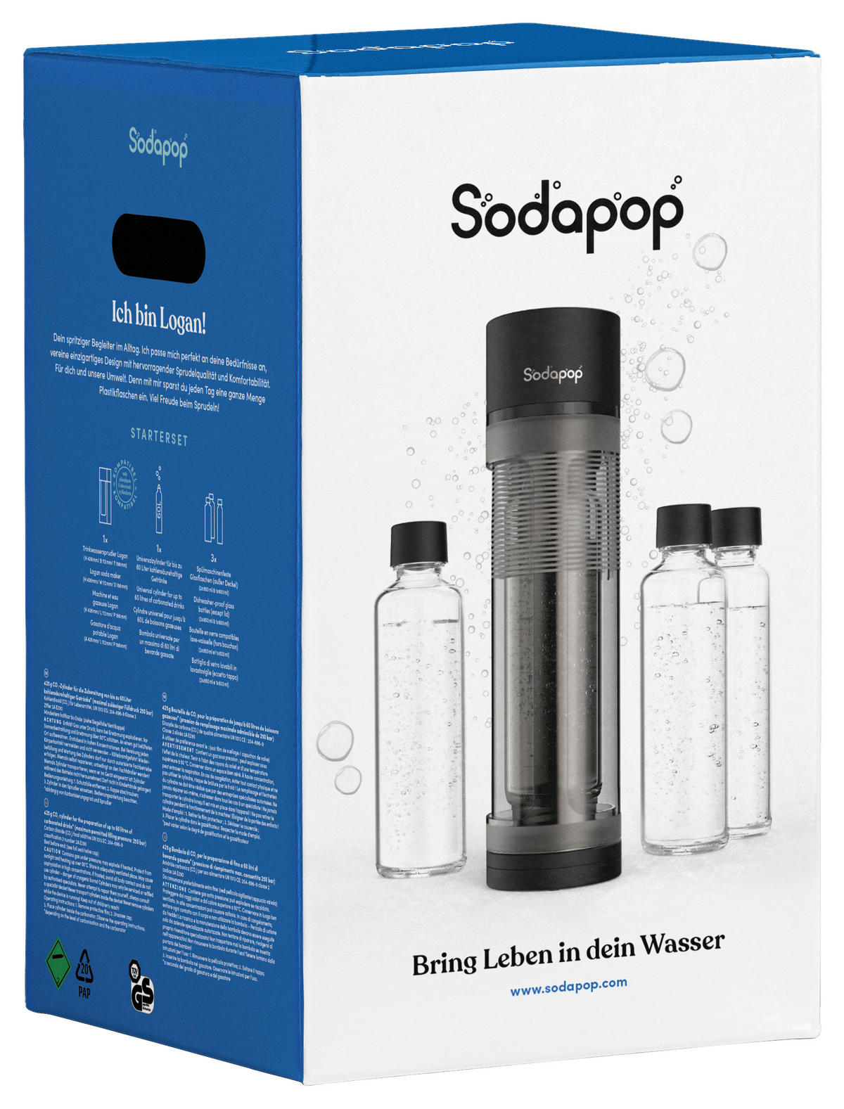 WASSERSPRUDLER Logan  - Schwarz, Basics, Kunststoff (11.2/42.6/18.8cm) - Sodapop