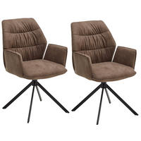 ARMLEHNSTUHL-SET 2 Stück  in Mikrofaser  - Graubraun/Schwarz, Design, Textil/Metall (60/90/64cm) - Valdera