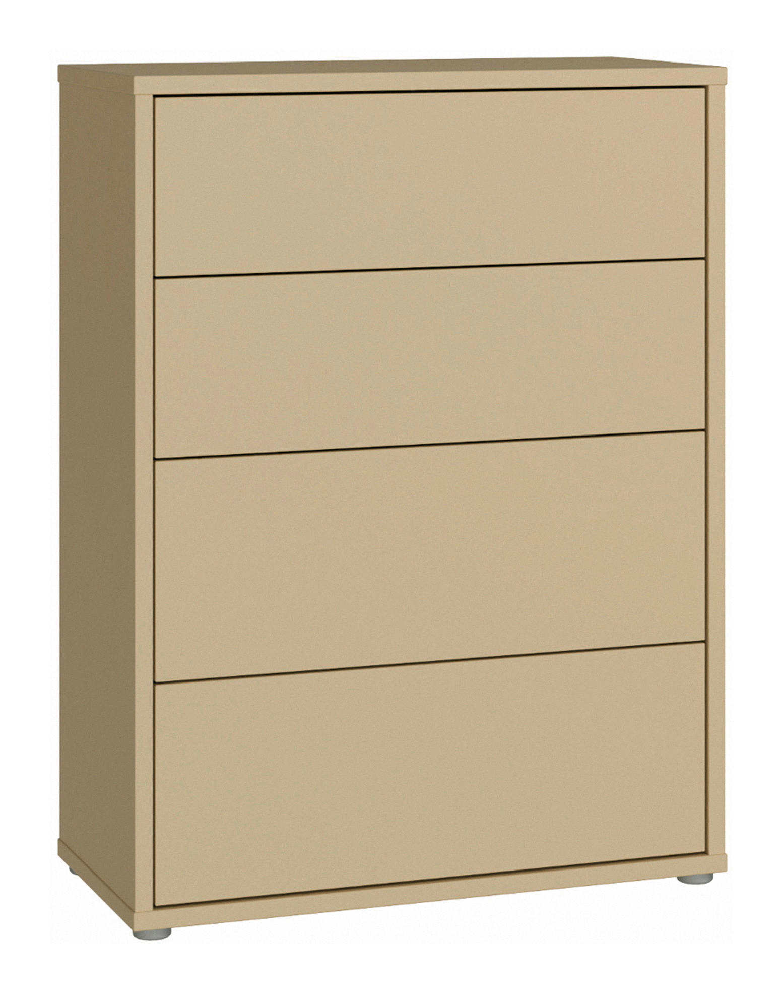 KOMMODE , 75/99/35 cm, 4 Schublade(n)  - Silberfarben/Hellgelb, Trend, Holzwerkstoff/Kunststoff (75/99/35cm) - Carryhome
