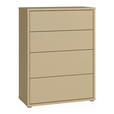 KOMMODE , 75/99/35 cm, 4 Schublade(n)  - Silberfarben/Hellgelb, Trend, Holzwerkstoff/Kunststoff (75/99/35cm) - Carryhome