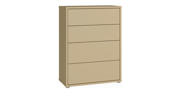 KOMMODE , 75/99/35 cm, 4 Schublade(n)  - Silberfarben/Hellgelb, Trend, Holzwerkstoff/Kunststoff (75/99/35cm) - Carryhome