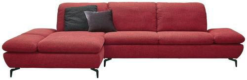 ECKSOFA Rot Chenille  - Silberfarben/Rot, Design, Textil/Metall (200/315cm) - Chilliano