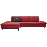 ECKSOFA Rot Chenille  - Silberfarben/Rot, Design, Textil/Metall (200/315cm) - Chilliano