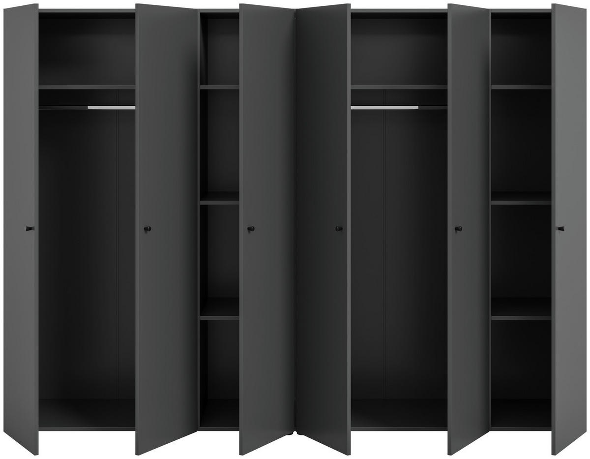 DREHTÜRENSCHRANK 240/176/51 cm,  in Anthrazit, 6-türig  - Anthrazit/Schwarz, MODERN, Holzwerkstoff/Kunststoff (240/176/51cm) - MID.YOU