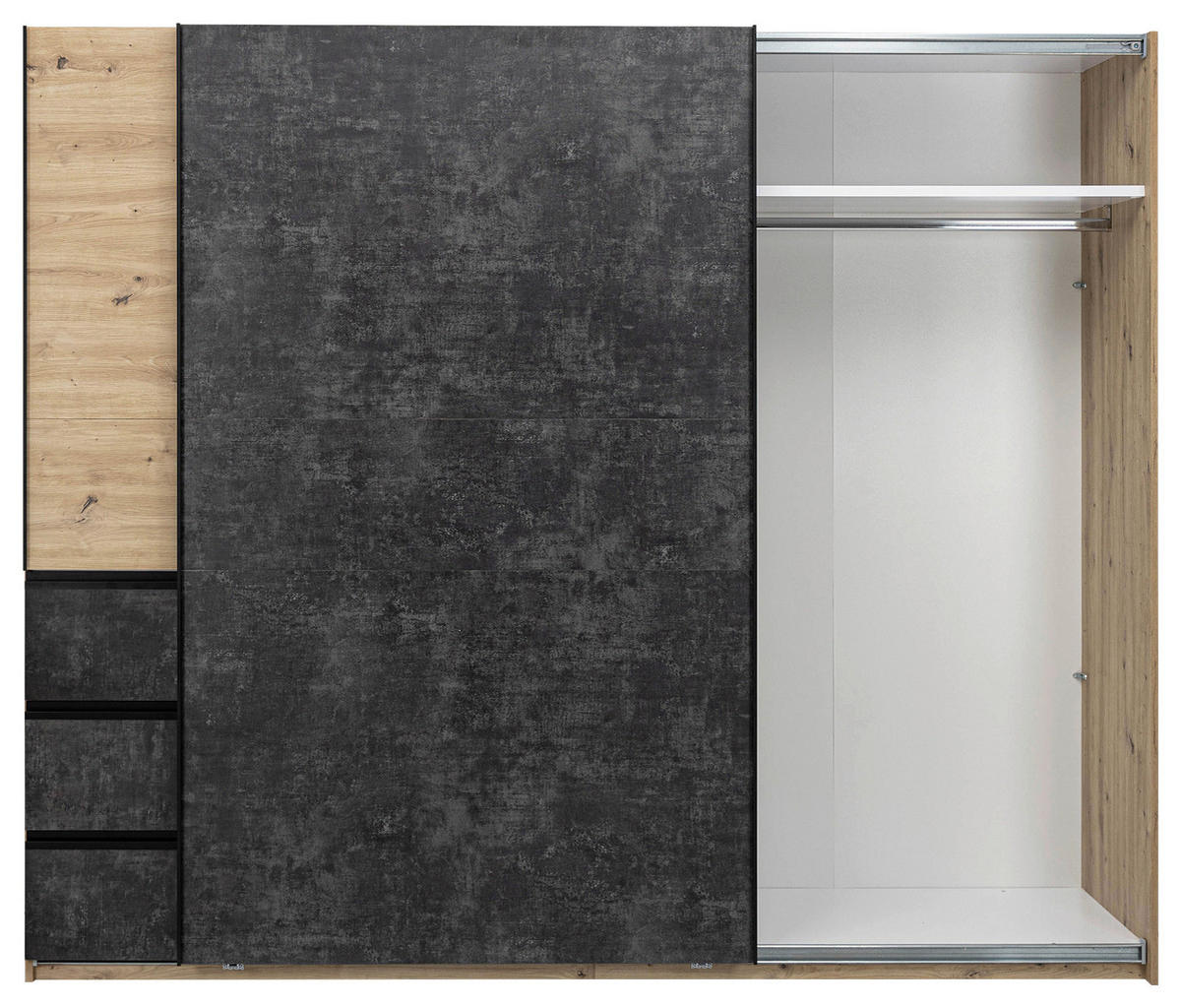 SCHIEBETÜRENSCHRANK 250/205/61,5 cm 2-türig Taupe, Eiche Artisan  - Taupe/Schwarz, MODERN, Holzwerkstoff/Metall (250/205/61,5cm) - MID.YOU