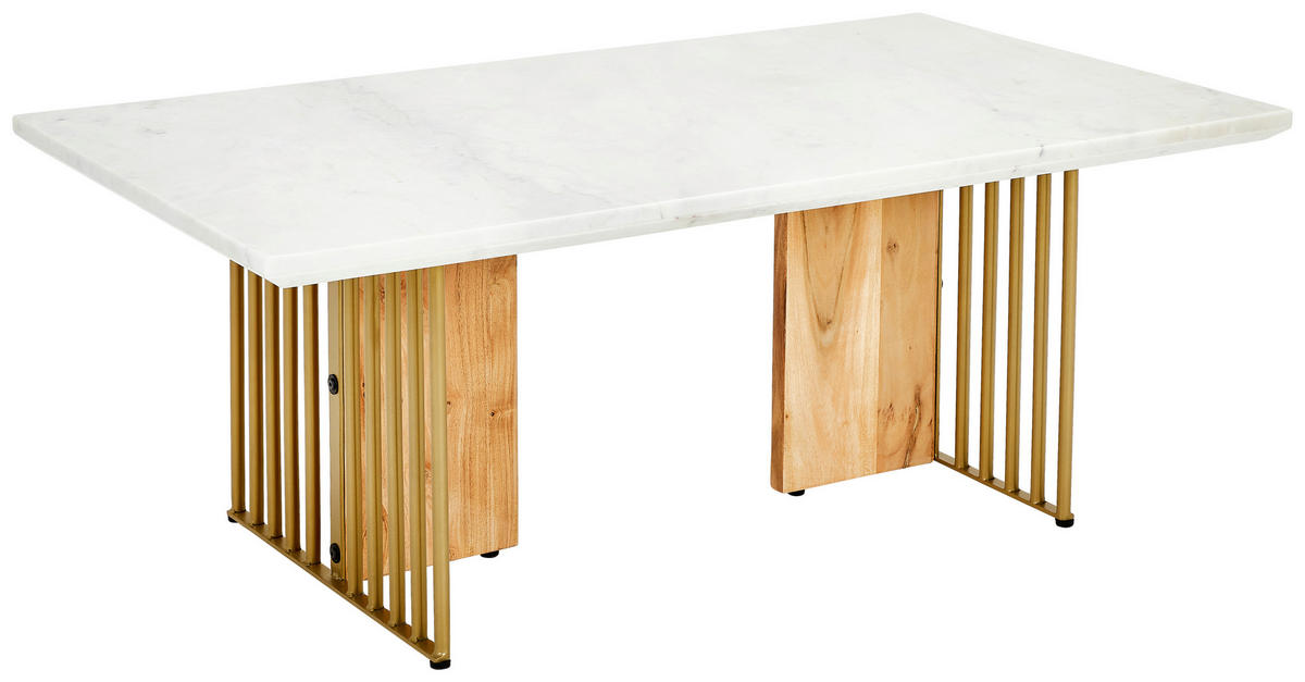 COUCHTISCH in Holz, Metall, Stein  - Weiss/Goldfarben, Lifestyle, Holz/Stein (120/45/70cm) - MID.YOU