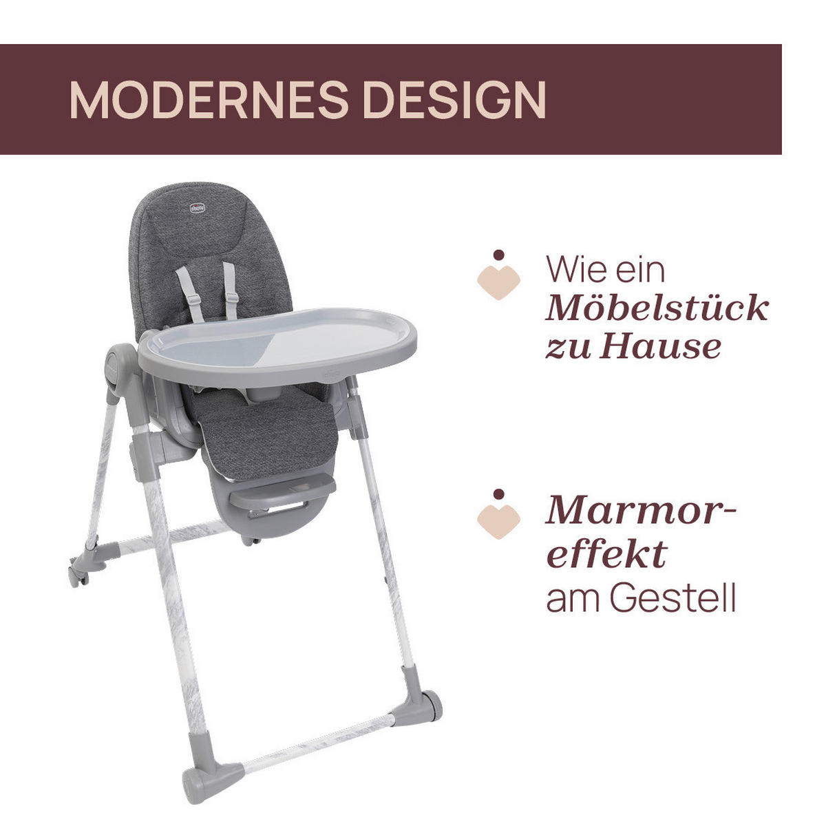 HOCHSTUHL Polly Armonia Dunkelgrau, Hellgrau Carrara  - Dunkelgrau/Hellgrau, Basics, Kunststoff (57/79-104/90cm) - Chicco