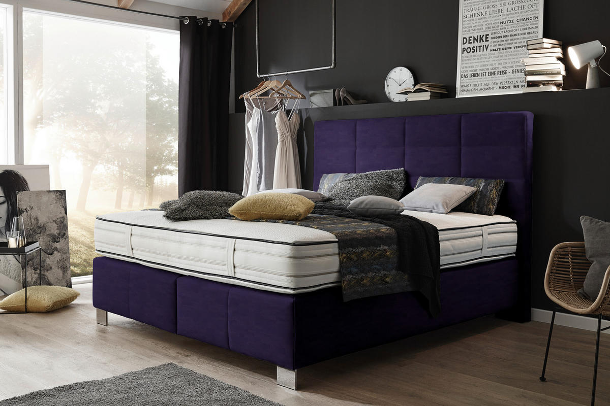 BOXSPRINGBETT 180/200 cm  in Schwarz  - Alufarben/Schwarz, Konventionell, Holzwerkstoff/Textil (180/200cm) - Dieter Knoll