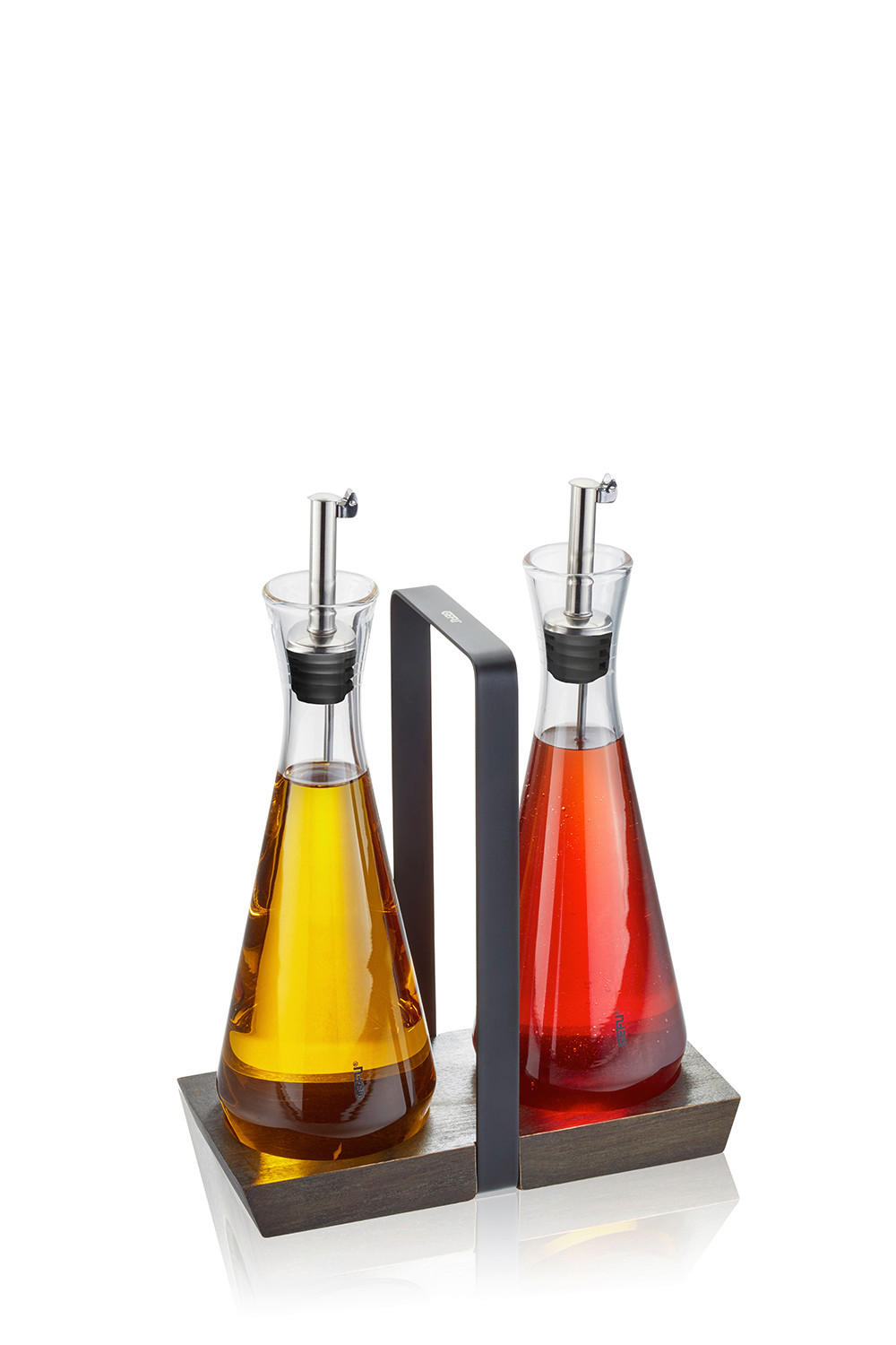 ESSIG-/ÖL-MENAGE - Edelstahlfarben/Transparent, Basics, Glas/Holz (17,5/8,1/23cm) - Gefu